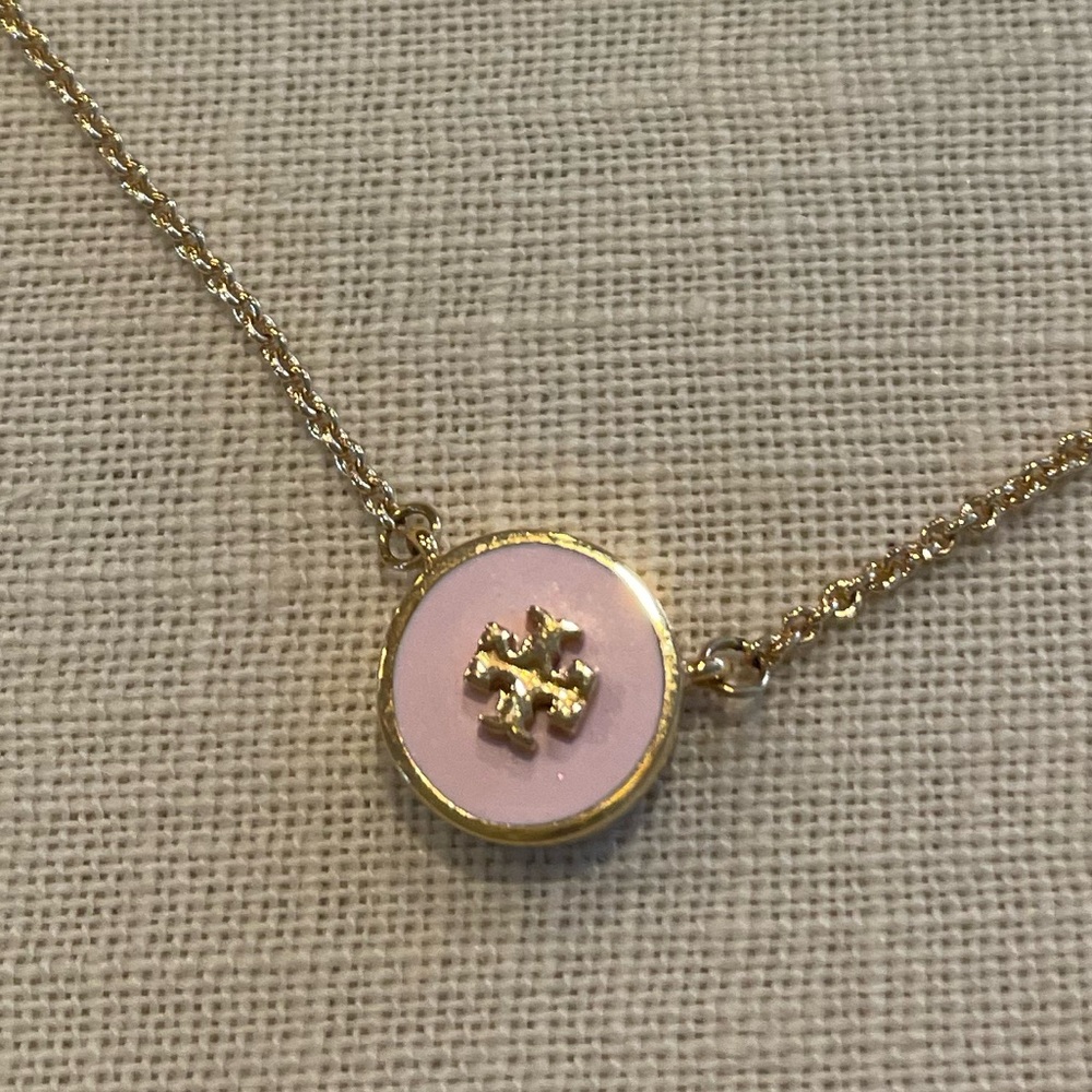 Tory Burch Pink Enamel Logo Pendant